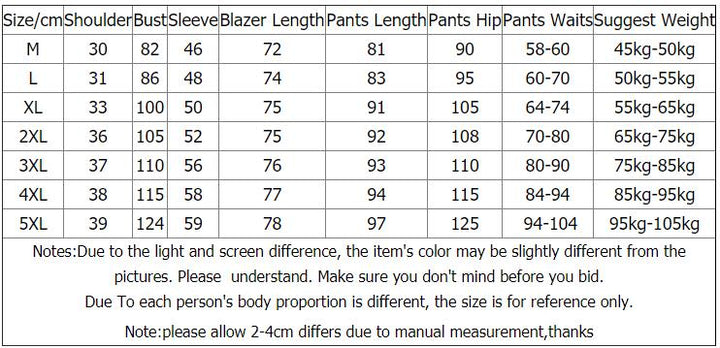 2 pièces ensembles à double boutonnage Blazer surdimensionné + pantalon taille L-5XL