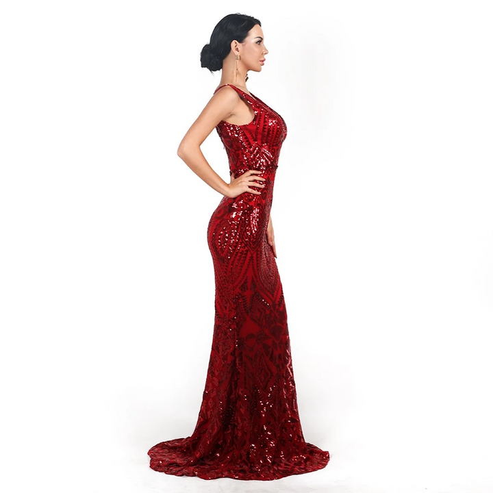 longue robe Sissy à sequins géométrie