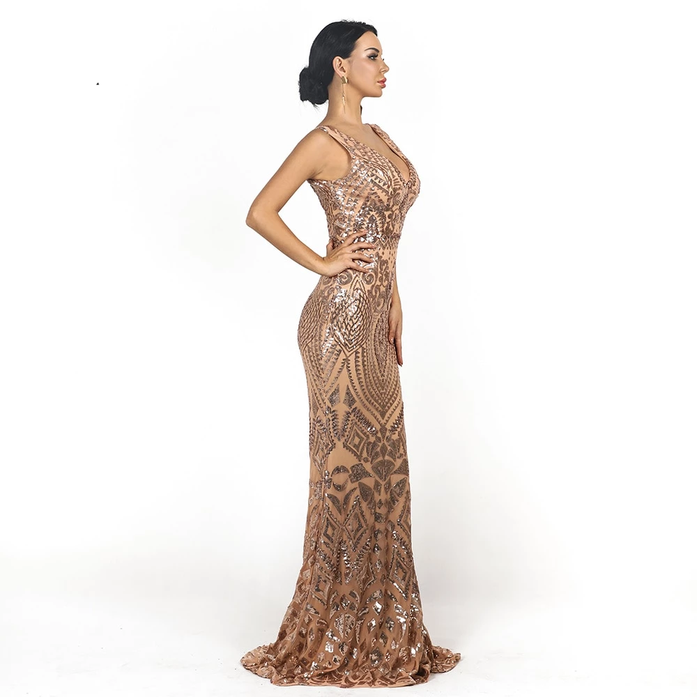 longue robe Sissy à sequins géométrie