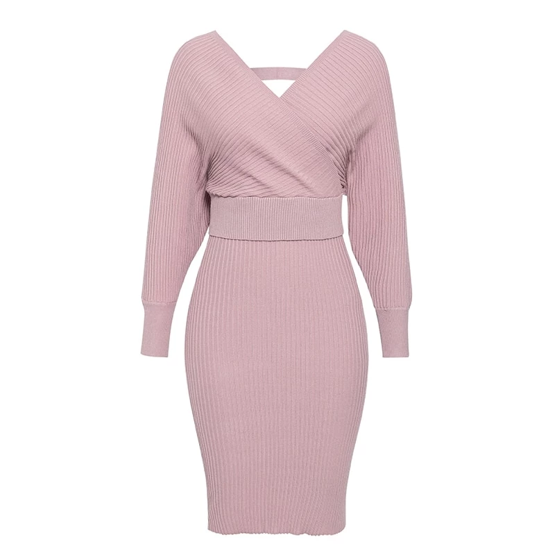 Robe élégante Rosy cou-V automne hiver-robe-Adrienne&Sandrine