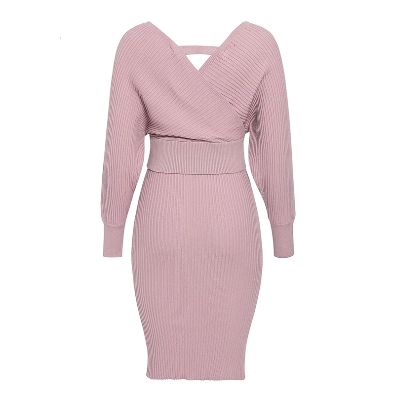 Robe élégante Rosy cou-V automne hiver-robe-Adrienne&Sandrine