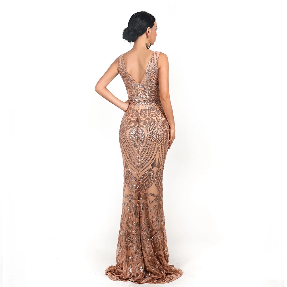 longue robe Sissy à sequins géométrie