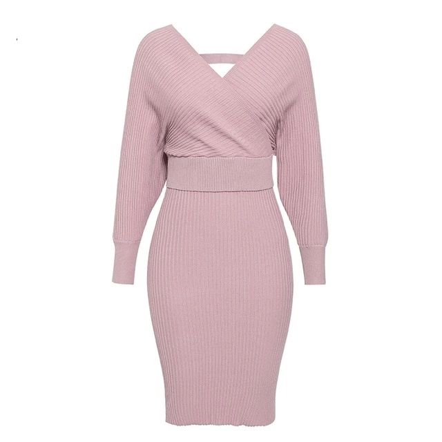 Robe élégante Rosy cou-V automne hiver-robe-Adrienne&Sandrine