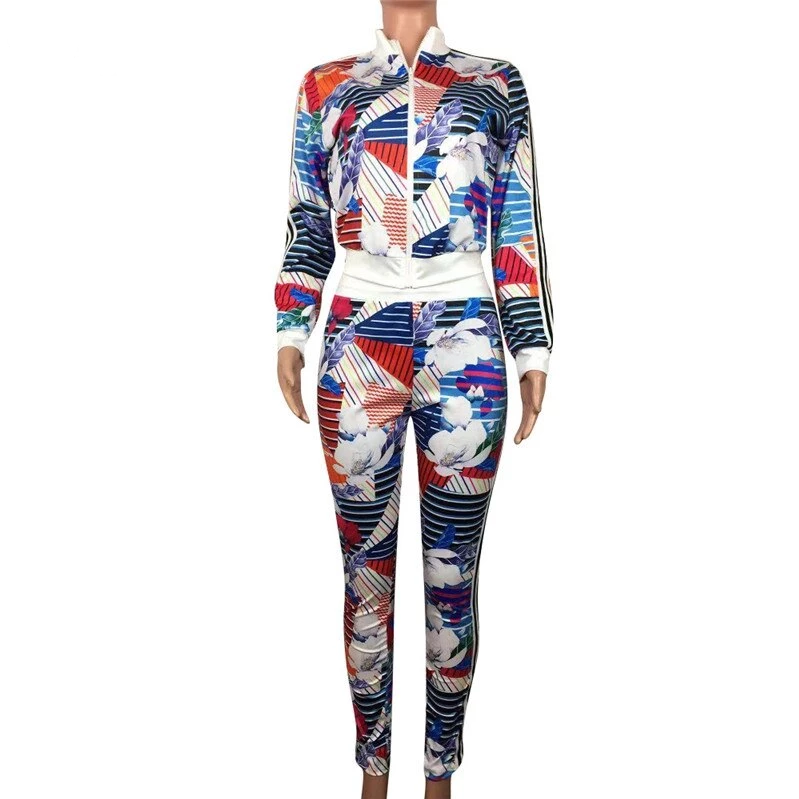 Ensemble deux pièces à imprimé floral Haut à manches longues et pantalon Femme-Adrienne&amp;Sandrine