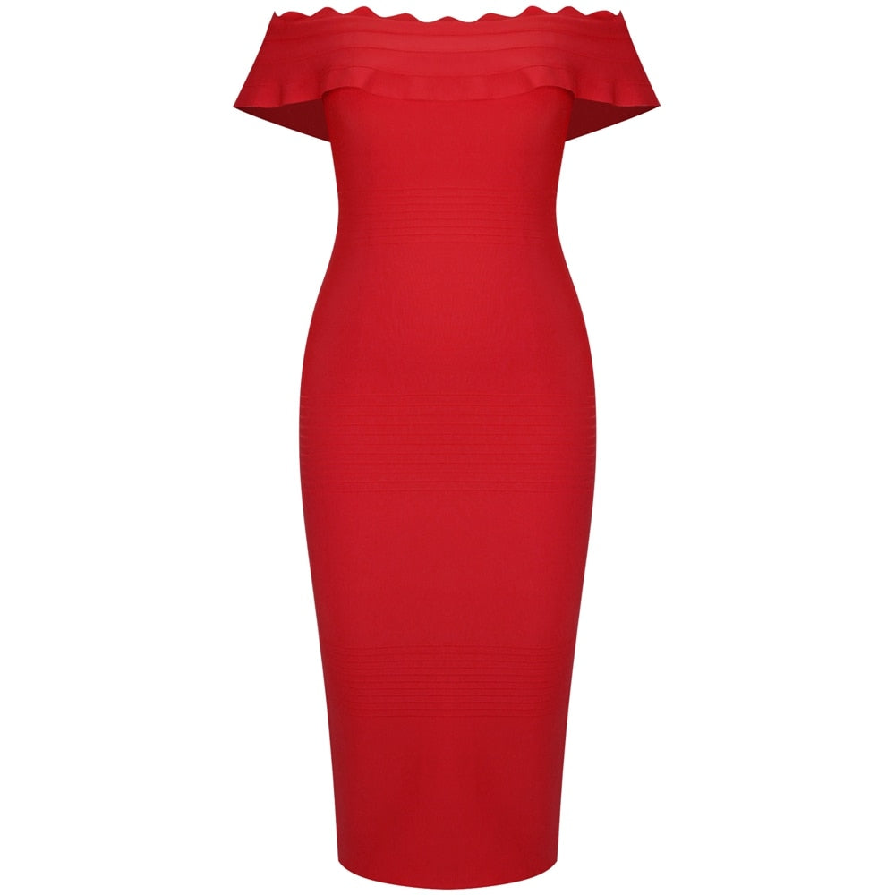 Robe Bandage Midi Plus de Taille XL-3XL