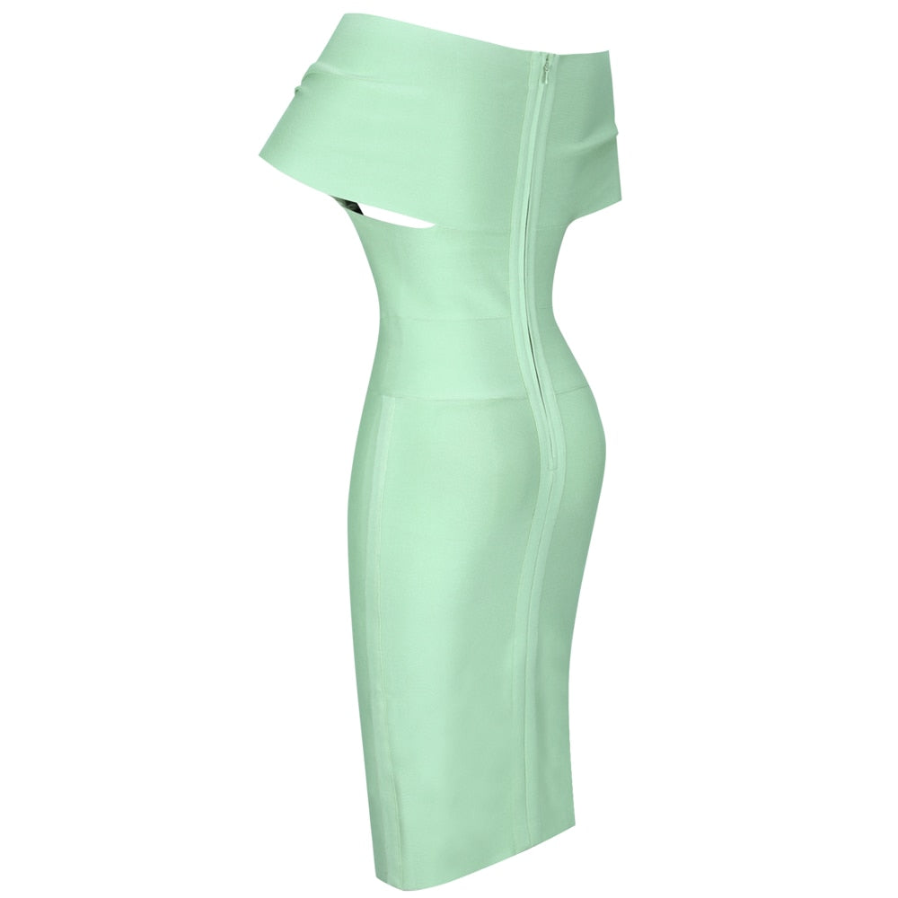 Robe Bandage Hors Épaule Drapée