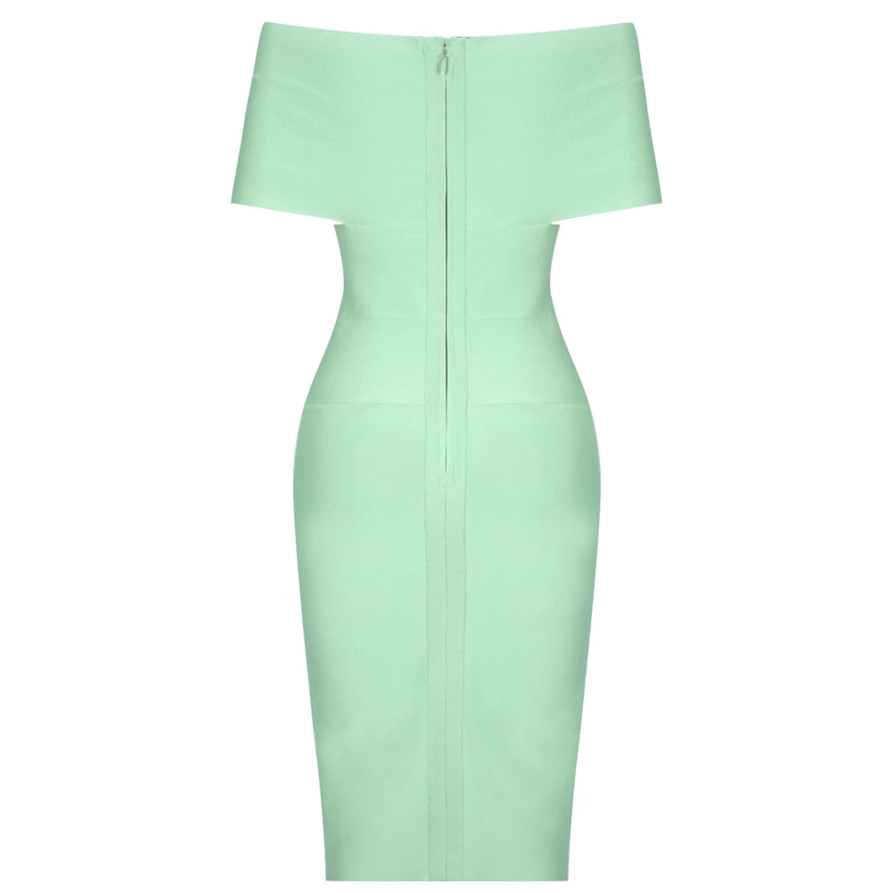 Robe Bandage Hors Épaule Drapée