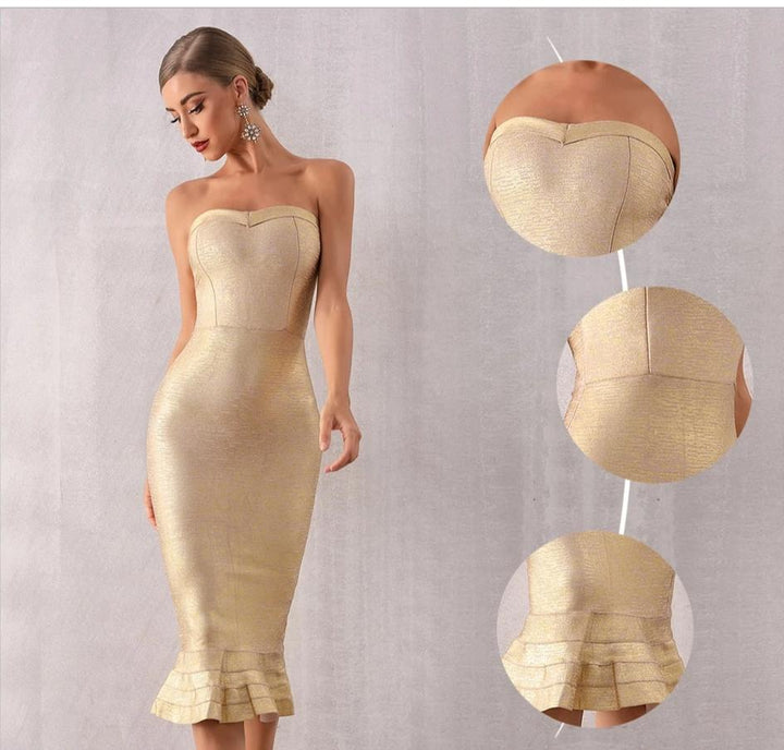Robe De Soirée Or Bandage