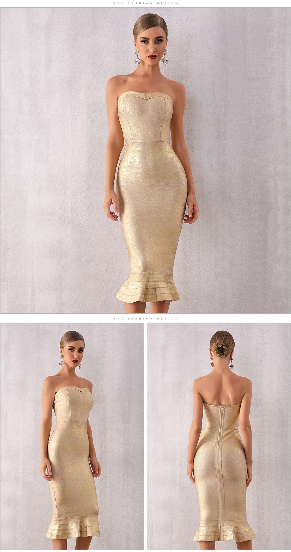Robe De Soirée Or Bandage