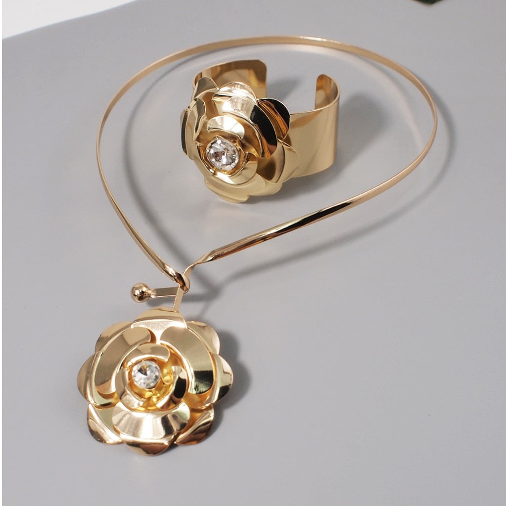 Ensembles Colliers Bracelet en Fleurs Turquoise