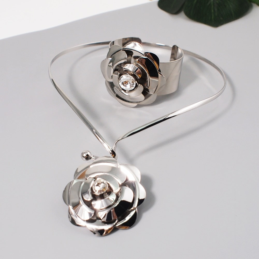 Ensembles Colliers Bracelet en Fleurs Turquoise