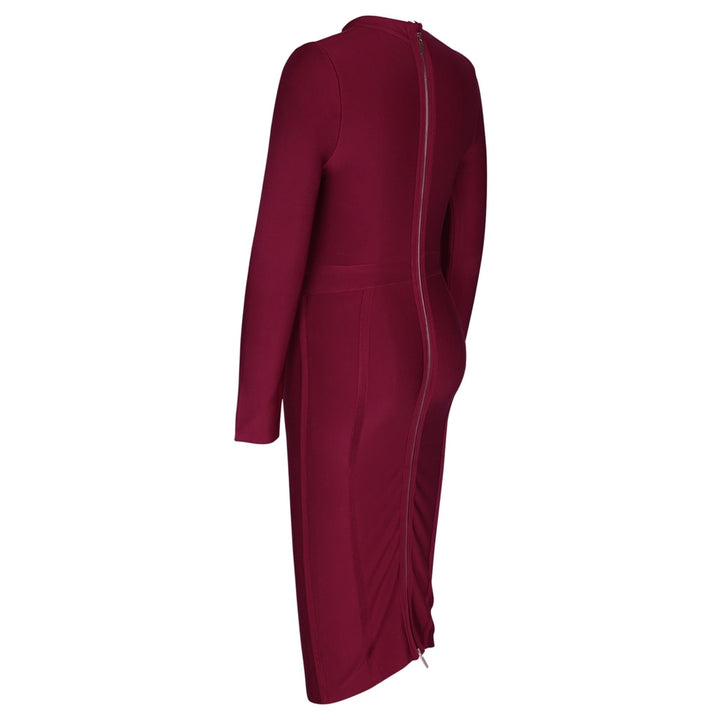 Robe Bandage Vin À Manches Longues Plus de Taille XL-3XL