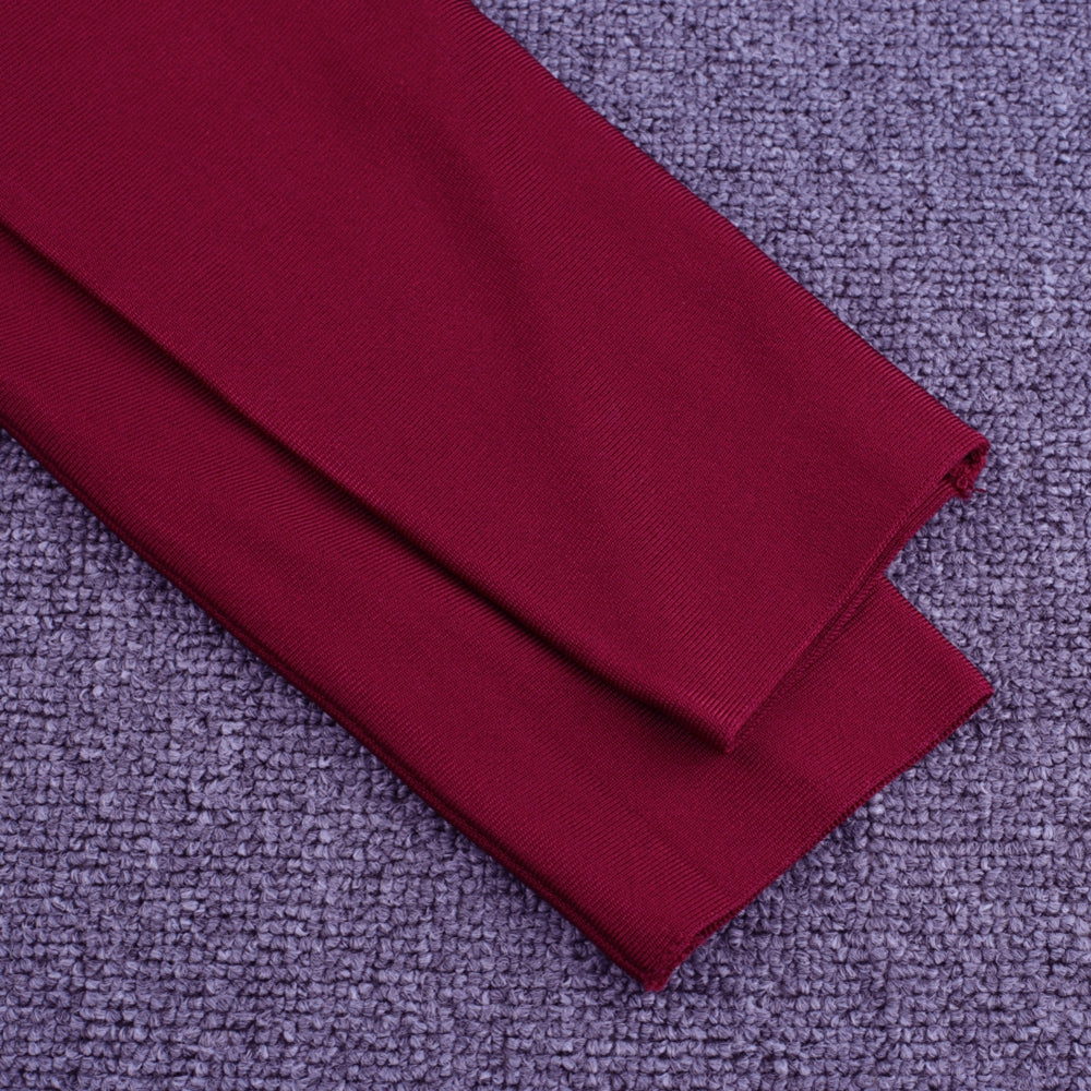 Robe Bandage Vin À Manches Longues Plus de Taille XL-3XL