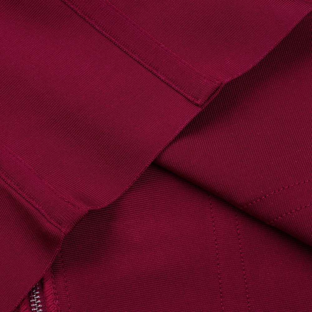 Robe Bandage Vin À Manches Longues Plus de Taille XL-3XL