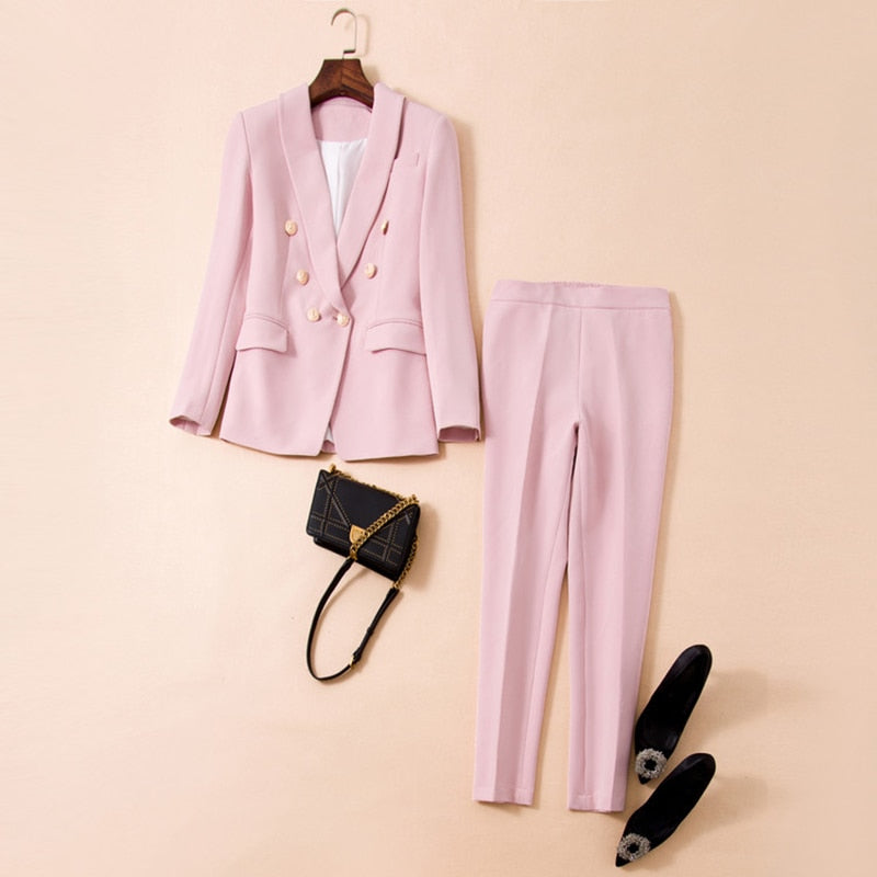 Ensemble Costume Blazer avec Boutons Lion et Pantalon de TOP QUALITÉ-set d&