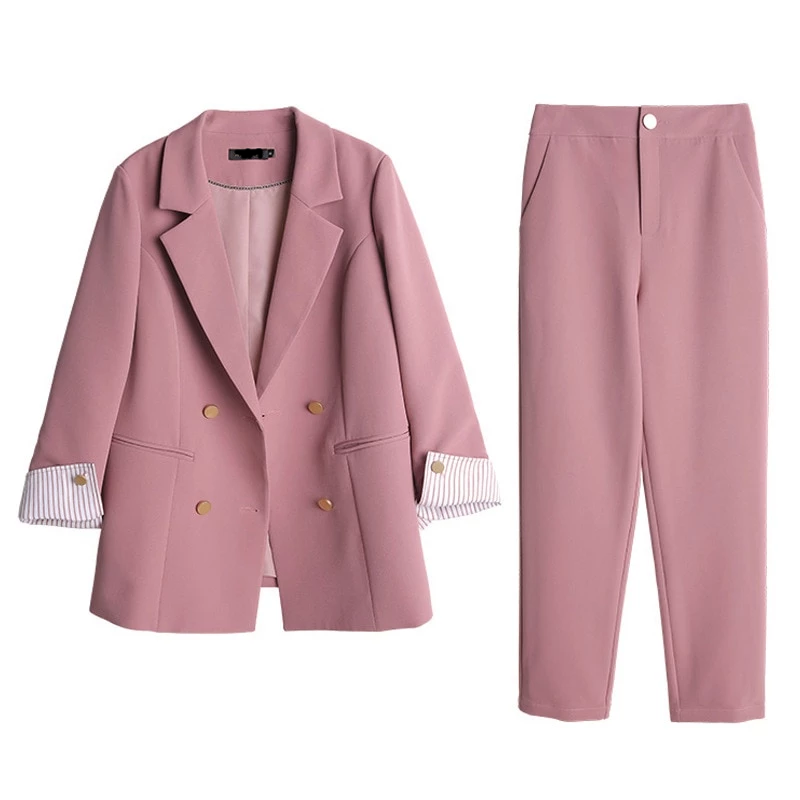 2 pièces ensembles à double boutonnage Blazer surdimensionné + pantalon taille L-5XL-set d&