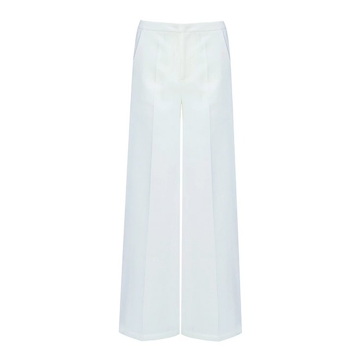 Élégant Pantalon blanc à jambes larges-pantalon-Adrienne&amp;Sandrine